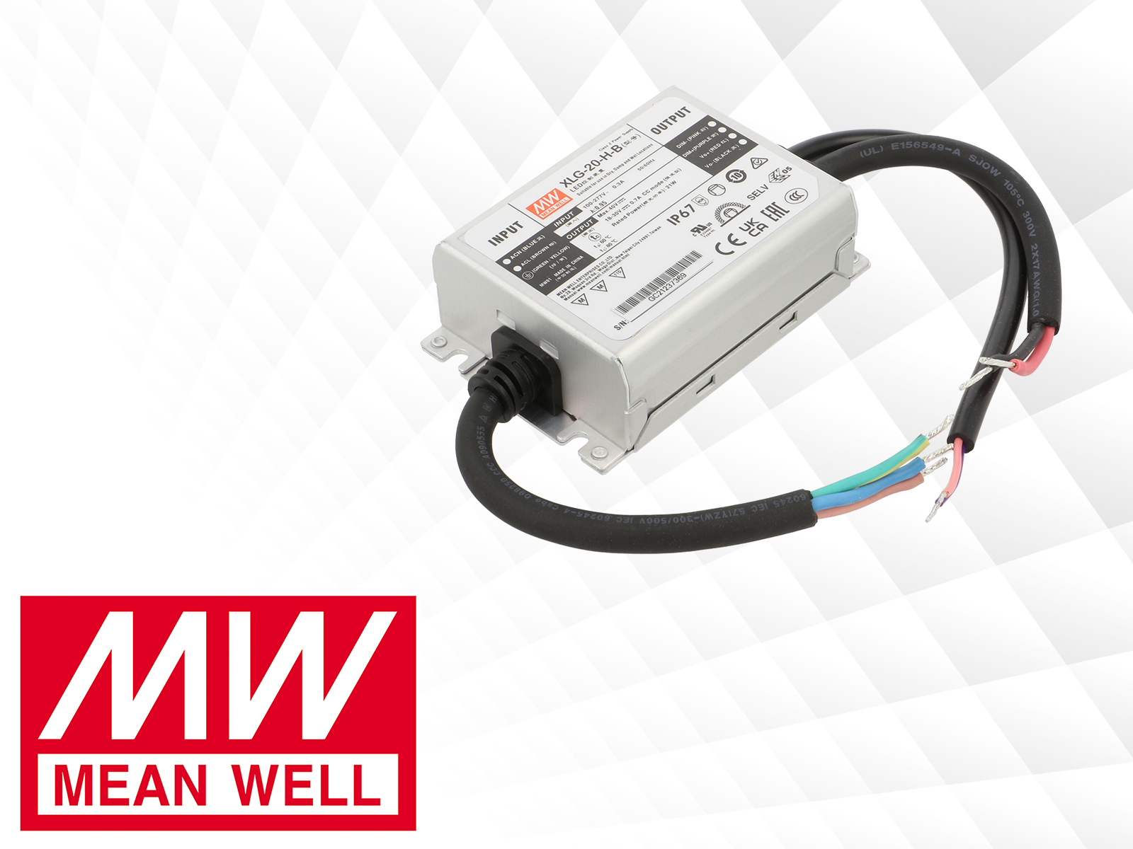 20 W constant current mode LED drivers from Mean Well