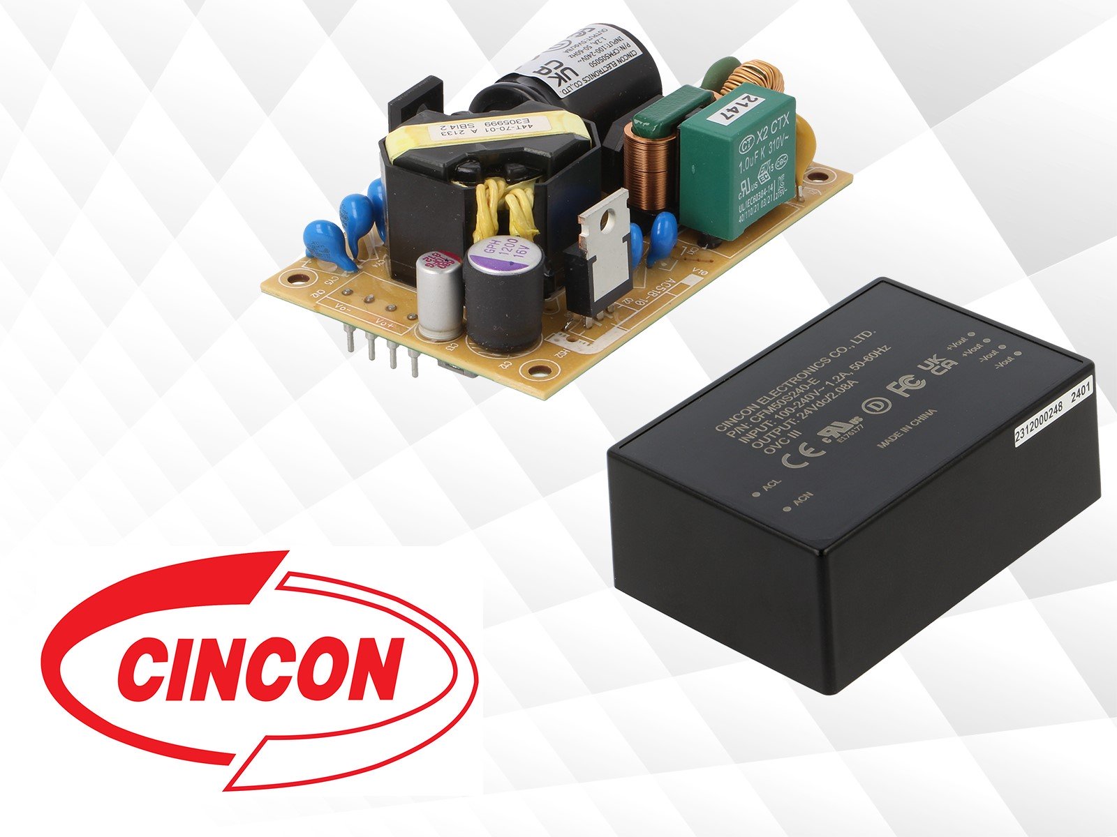 Cincon公司CFM50S、CFM70S系列AC/DC转换器